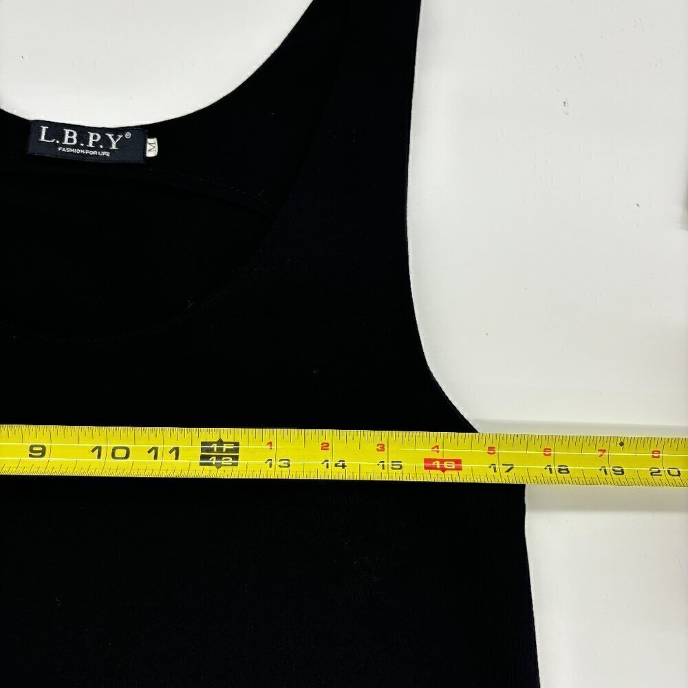 L.B.P.Y Black Classic Corpo Uniform Pinafore Pockets Midi Size M - Picture 2 of 8